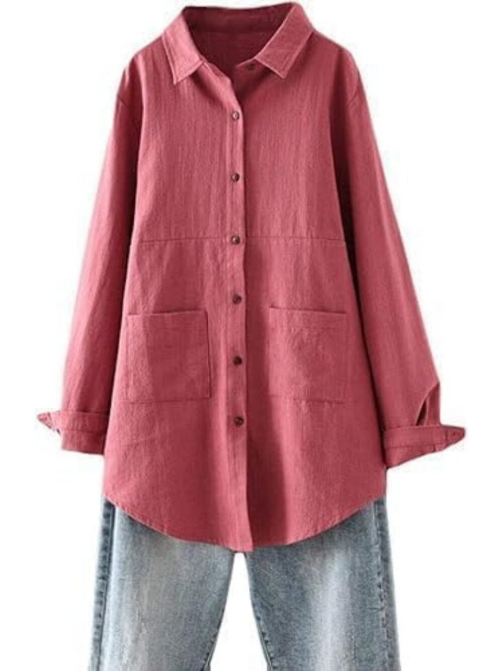 Chic Women's Linen Button-Down Long Sleeve Tunic Top - Perfect for Summer!